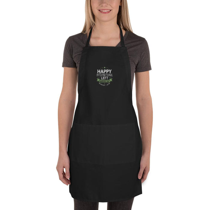 Happy International Left Handers' Day Embroidered Apron | Black