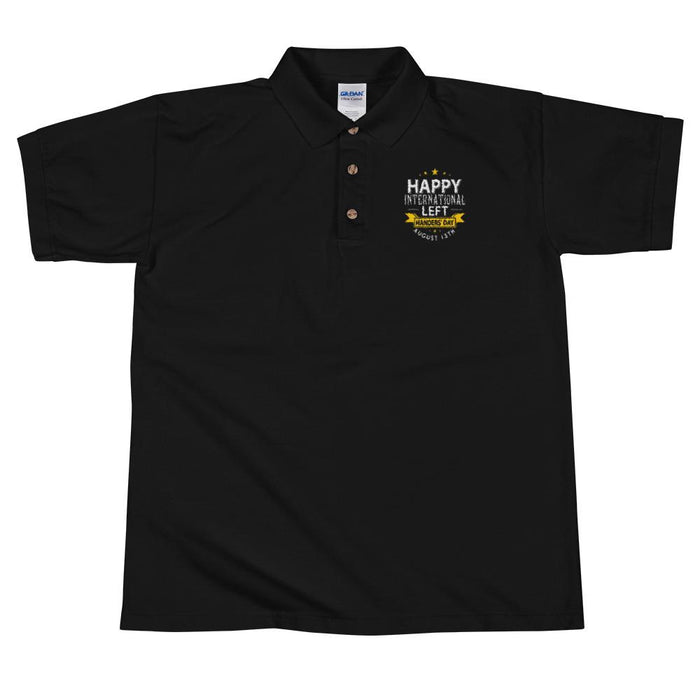 Happy Left Handers Day Men's Polo Shirt | Left Chest Embroidery | Black