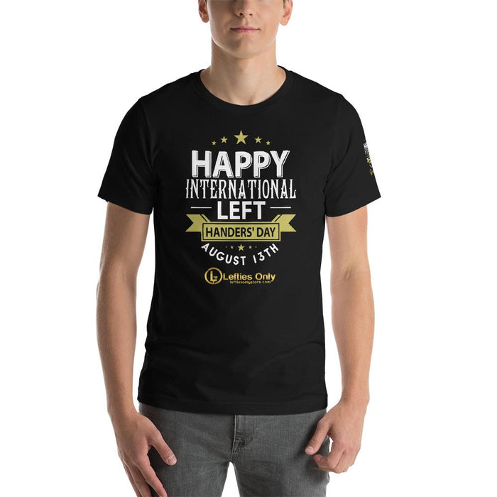 Happy Left Handers Day Short-Sleeve Unisex T-Shirt | Branded Left Sleeve | Front Logo