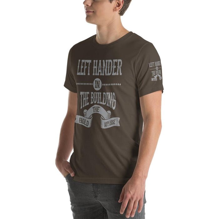 Left Hander In The Building Short-Sleeve Unisex T-Shirt | Branded Left Sleeve