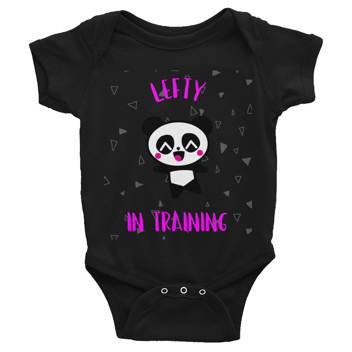 Pink Lettering Lefty In Training Infant Bodysuit