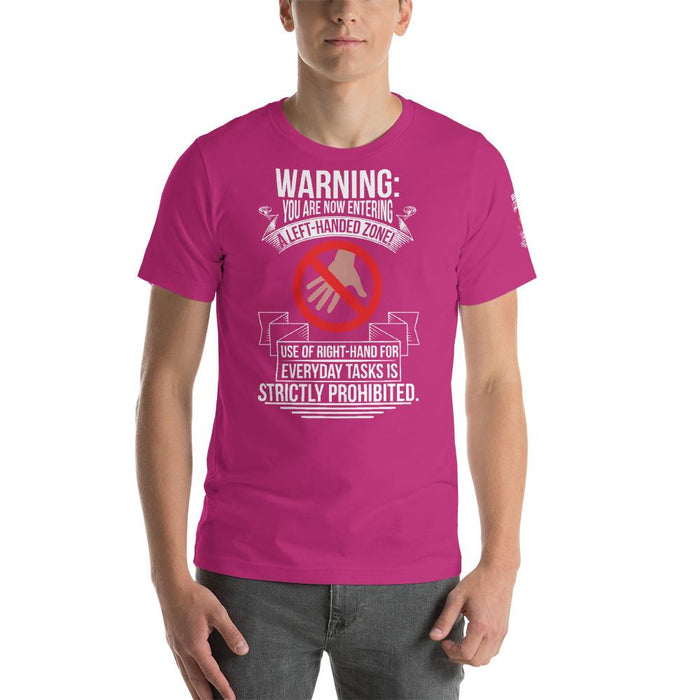 You Are Now Entering A Left-Handed Zone Short-Sleeve Unisex T-Shirt | Branded Left Sleeve