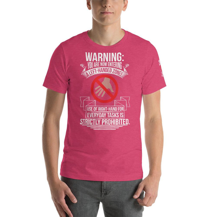 You Are Now Entering A Left-Handed Zone Short-Sleeve Unisex T-Shirt | Branded Left Sleeve